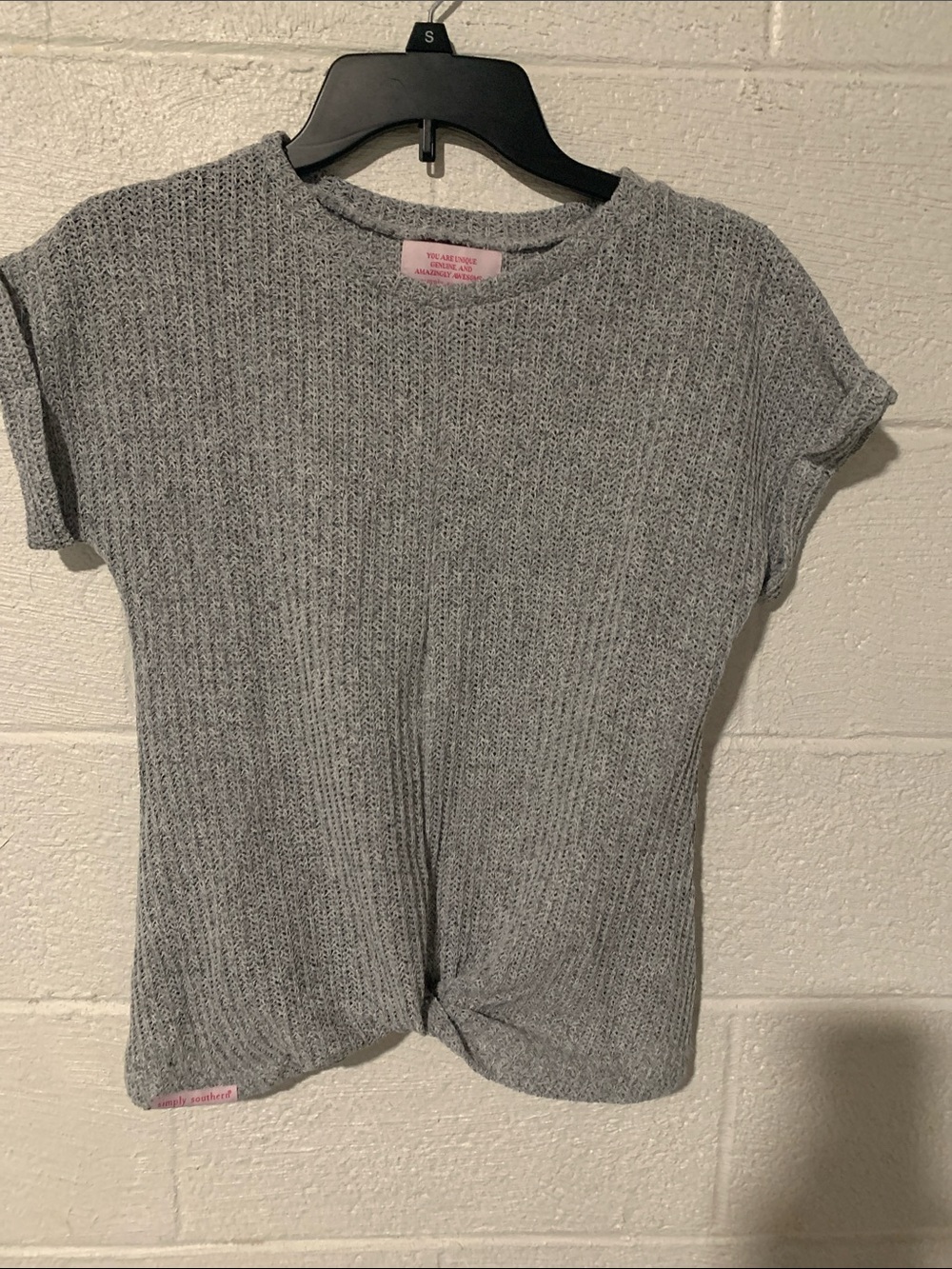 Simply Southern Gray Short Sleeve Knit Top